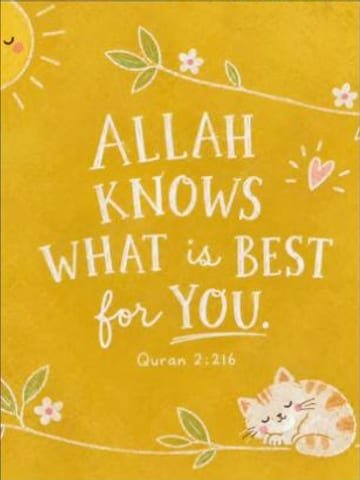 Allah knows what is best for you (Quran 2:216)